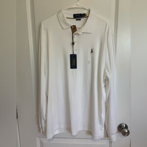Men’s White Ralph Lauren Long Sleeve Polo Shirt
